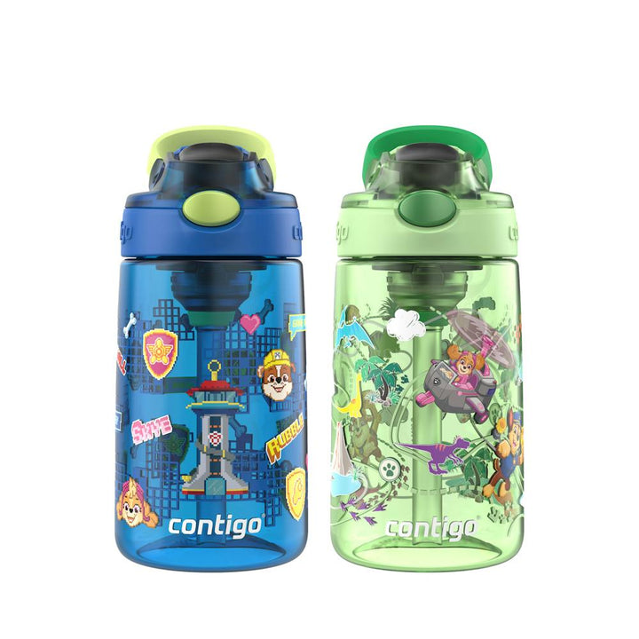 Contigo® Kids Water Bottle with Redesigned AUTOSPOUT® Straw, 14 oz, 2 pack - Blue + Green Aubrey [IYLV4] [4YJP6]